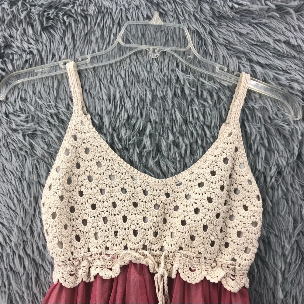 Rebellion Halter Top Womens XL Crotchet Layered Adjustable Strap Shirt